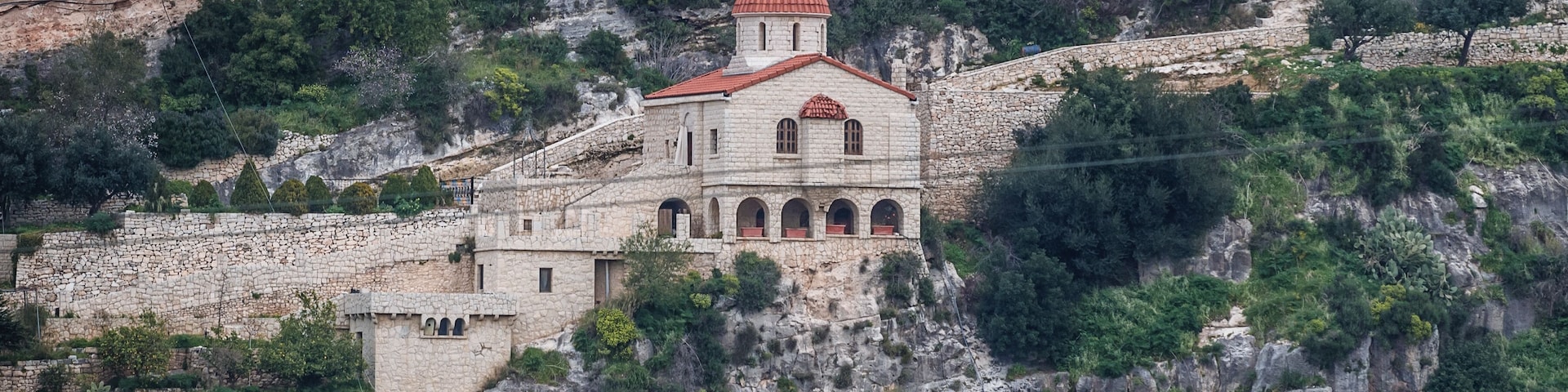 Church in Sanctuary of Our Lady of Hamatoura in Kousba village, valley of Kadisha, Lebanon