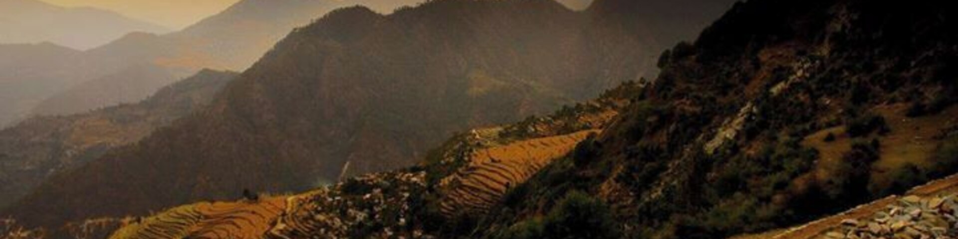 God beams grace the landscape - village of Guniyala Khal, Uttarakhand, India...