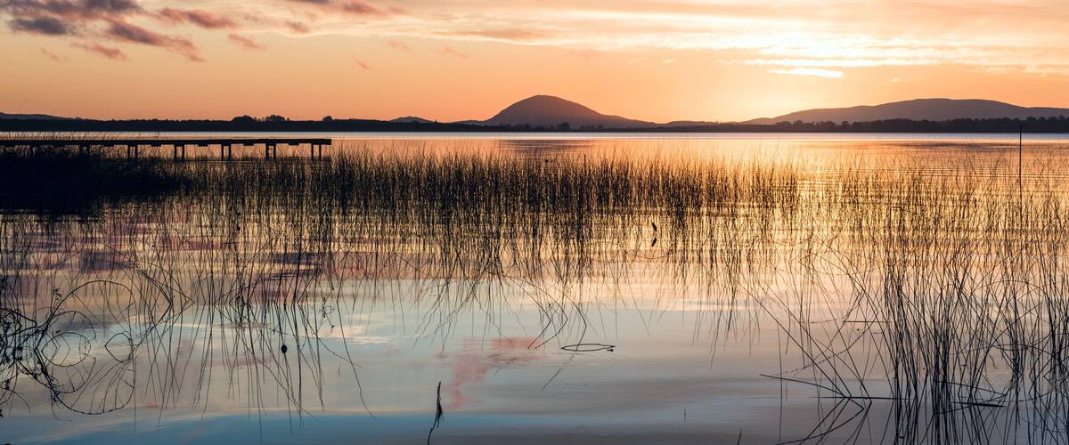 Idyllic Willow Lake (Lagoon of the Willow, spanish - Laguna del Sauce) that is the largest water body in the Maldonado Department of Uruguay