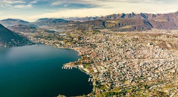 Lugano, Switzerland. Amazing view of the Swiss city, surrounded by lake and mountains.