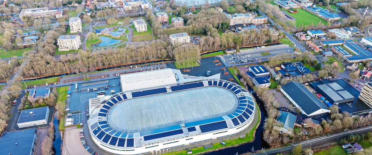 Aerial from Thialf ice stadion in Heerenveen the Netherlands