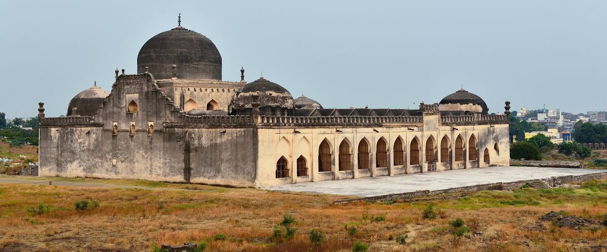 View of Gulbarga Jamia Mosque built in 14th century, Karnataka, India.