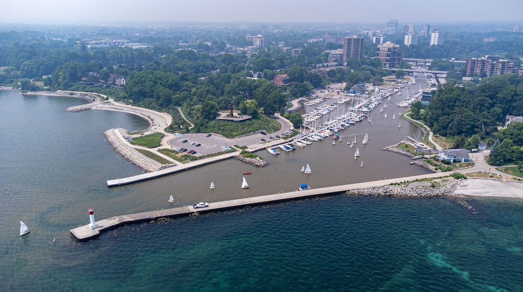 Aerial view of Port of Oakville harbour and marina.