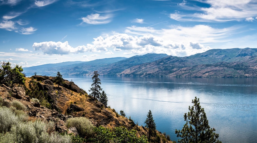 Panoramic View of Okanagan Lake from Knox Mountain Park located at Kelowna British Columbia Canada