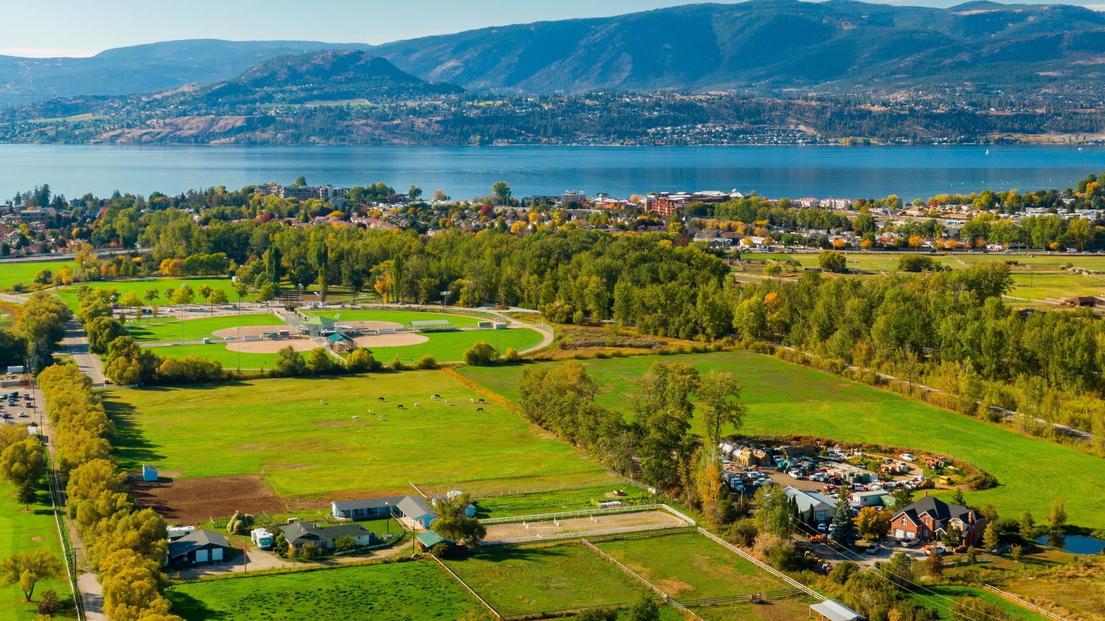 Regional District of Central Okanagan which includes landscape views, farmland and a lake or waterhole