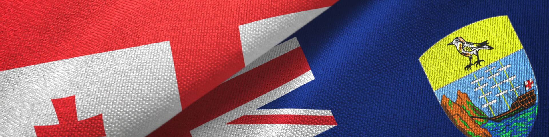 Georgia and Saint Helena two flags textile cloth, fabric texture
