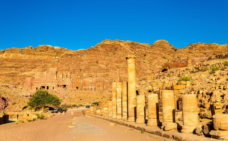 The Colonnaded street and the Royal Tombs at Petra