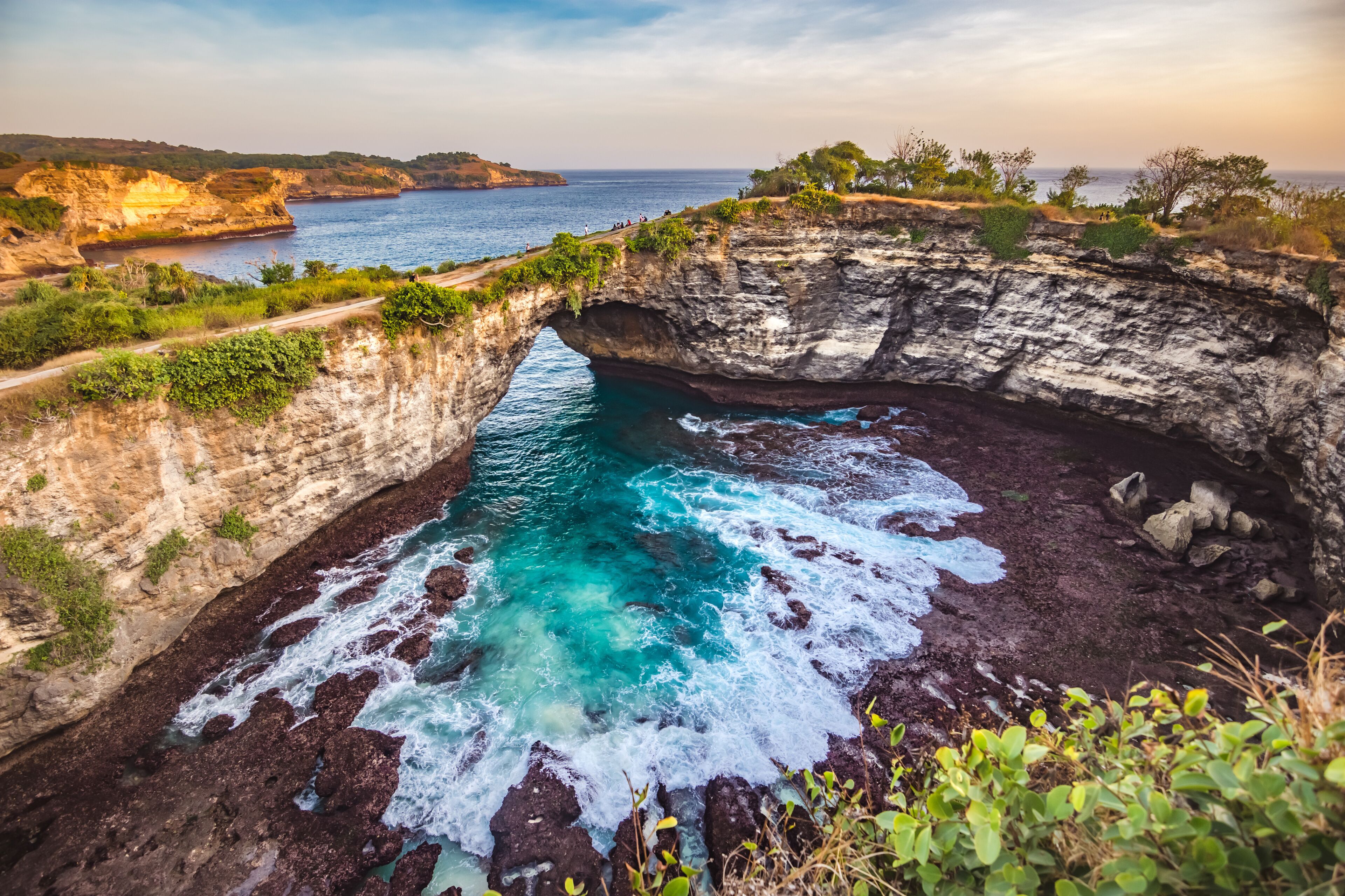 Broken Beach in Bali. Exotic scenic location in Bali Indonesia Blue water isolated beach pristine beach with clear water