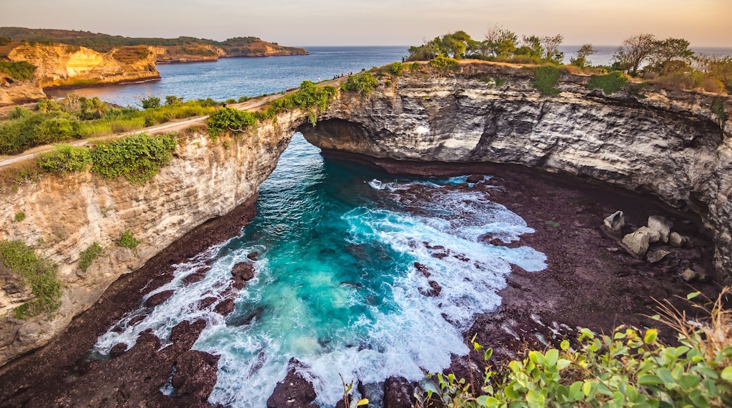 Broken Beach in Bali. Exotic scenic location in Bali Indonesia Blue water isolated beach pristine beach with clear water