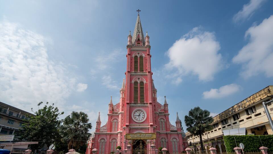 Facade of Than Dinh Church at Ho Chi Minh City