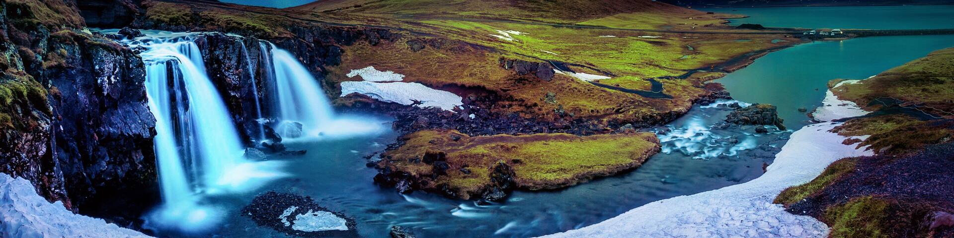 Northern Light, Aurora borealis at Kirkjufell in Iceland. Kirkjufell mountains in winter.