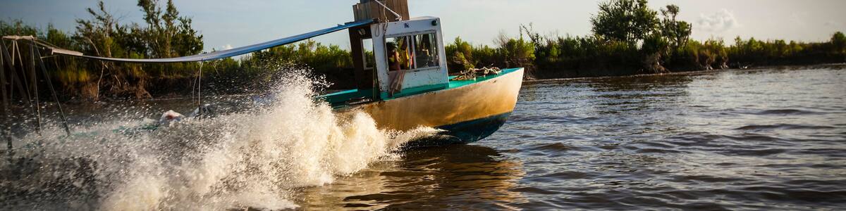 Fishing boat in Breton Sound, LA