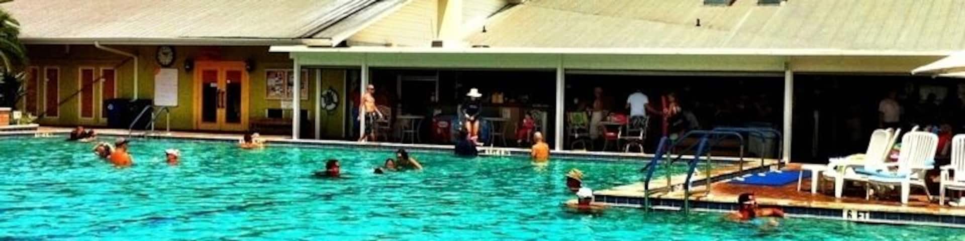 Great place to take kids and unwind. Adult friendly as well with fully stocked Tiki bar by the pool and lots of activities to keep the kids busy.