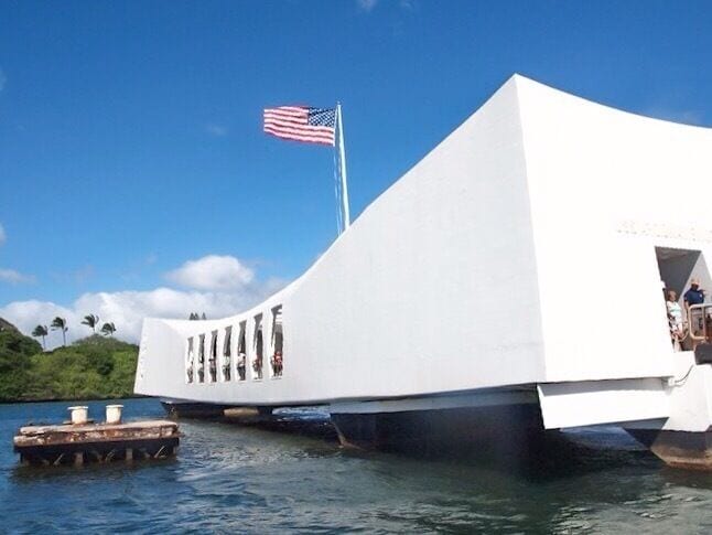 The USS Arizona Memorial at Pearl Harbour, Oahu Hawaii