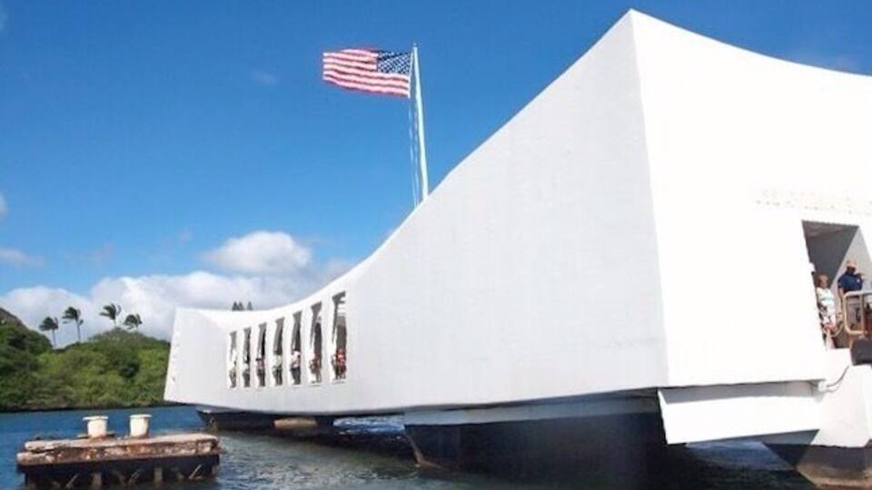 The USS Arizona Memorial at Pearl Harbour, Oahu Hawaii