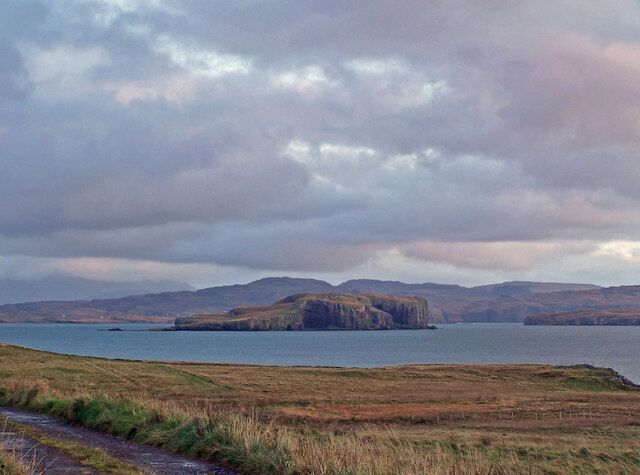 Tarner Island Viewed from Ardmore. The Cuillin peaks would be visible on the left if not under a veil of cloud.