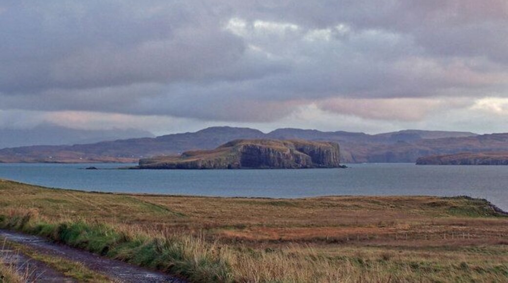 Tarner Island Viewed from Ardmore. The Cuillin peaks would be visible on the left if not under a veil of cloud.