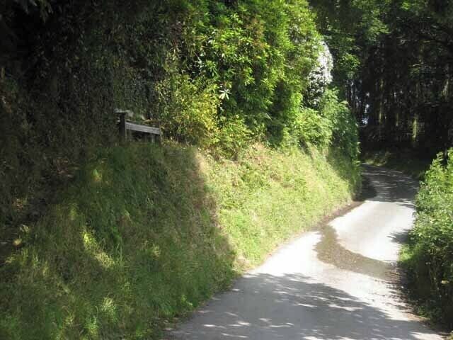 Maldwyn's Seat near Llanllugan. This informal seat labelled "Maldwyn's Seat 1004" stands above this narrow lane near Llanllugan, and overlooks an attractive ford over the stream 900071.