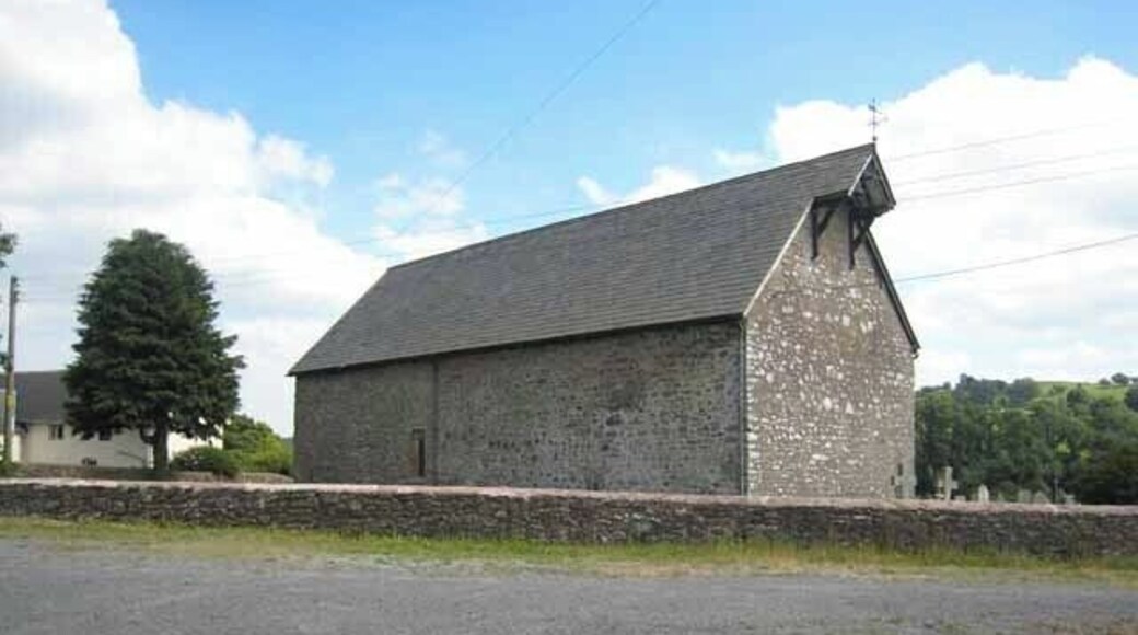 Llanllugan Church Just across the way from Carreg Hywel Harries - pulpit stone and holy well.
