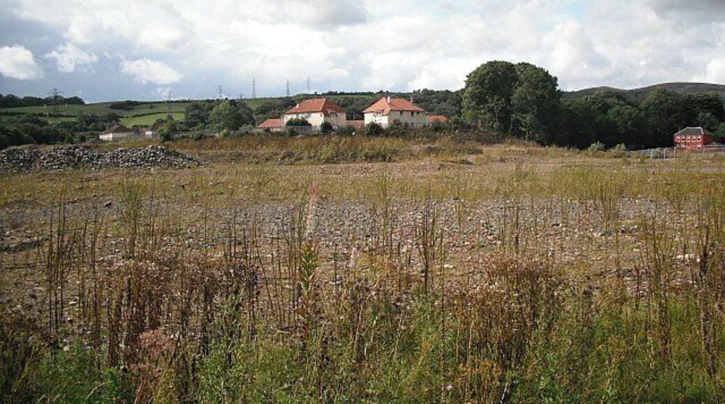 Demolition site, Dalquhurn Marked as "works" on the 1:25000 map, now demolished pending renovation.