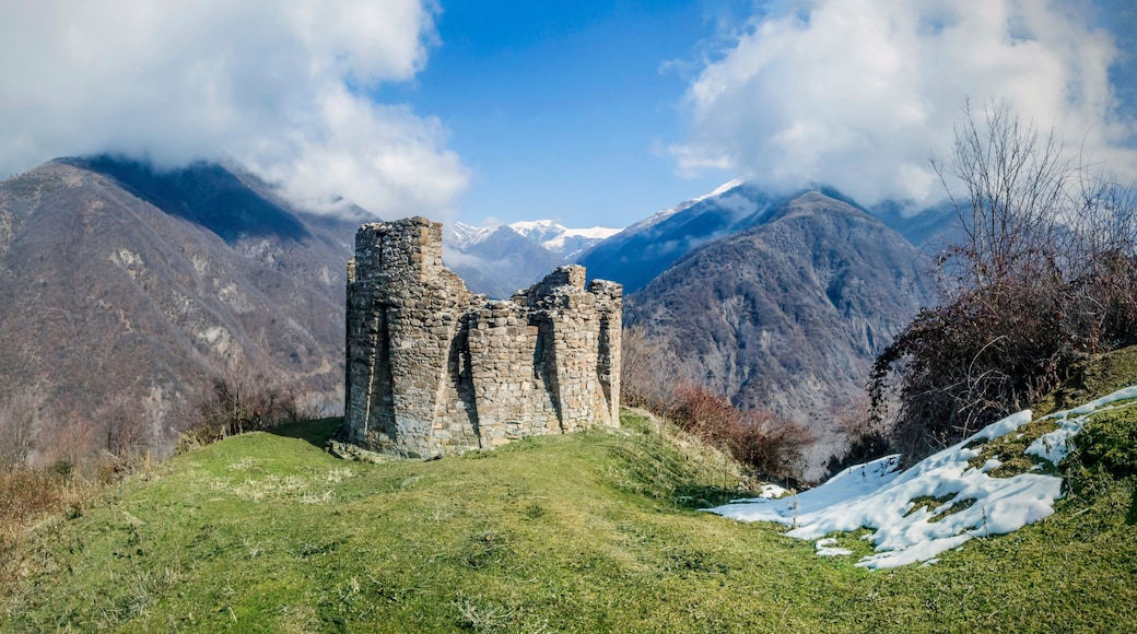 Ruins of a 16th century tower in Ilisu, a Greater Caucasus mountain village in north-western Azerbaijan