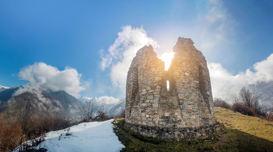 Ruins of a 16th century tower in Ilisu, a Greater Caucasus mountain village in north-western Azerbaijan