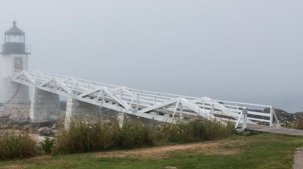 Marshall point lighthouse Maine in the fog