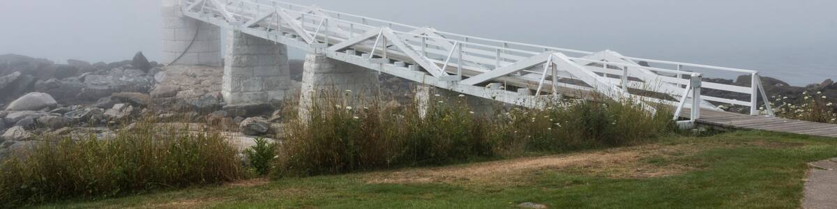 Marshall point lighthouse Maine in the fog