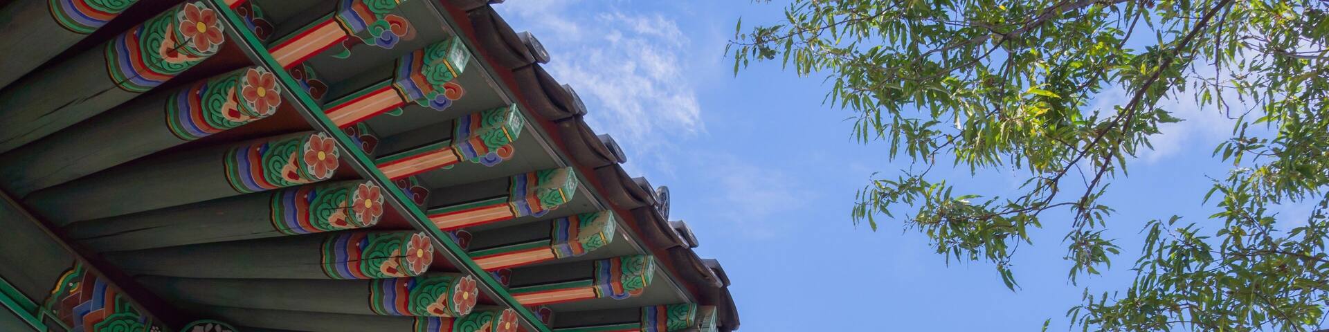 A view of sky on a cloudy day from a traditional observatory of Seoul, South Korea.