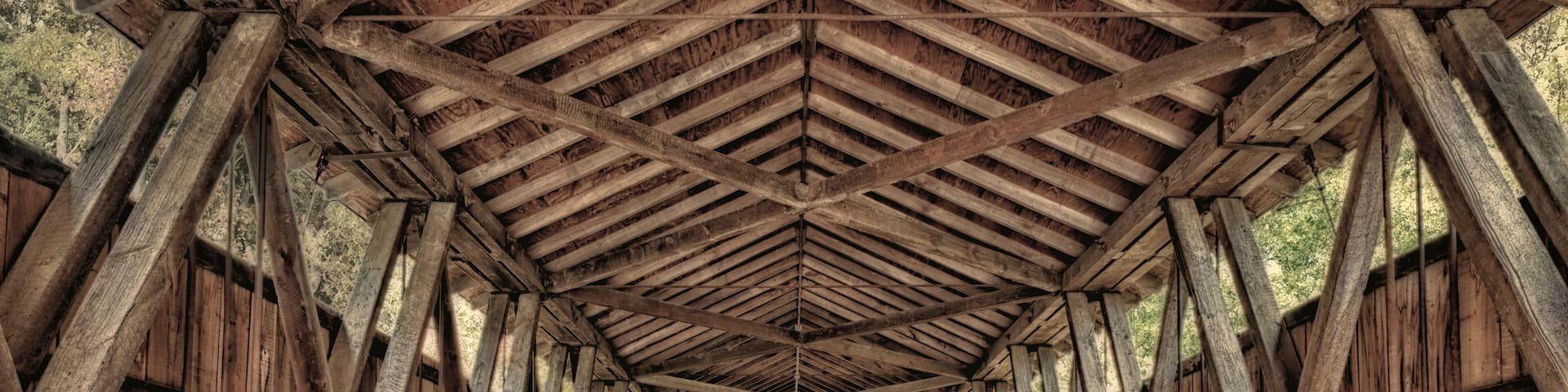 Interior of covered bridge, Indiana, USA
