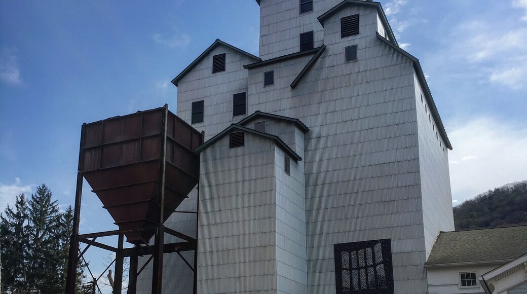 Macon Mills grain elevator. One of only a few wood crib grain elevators in America