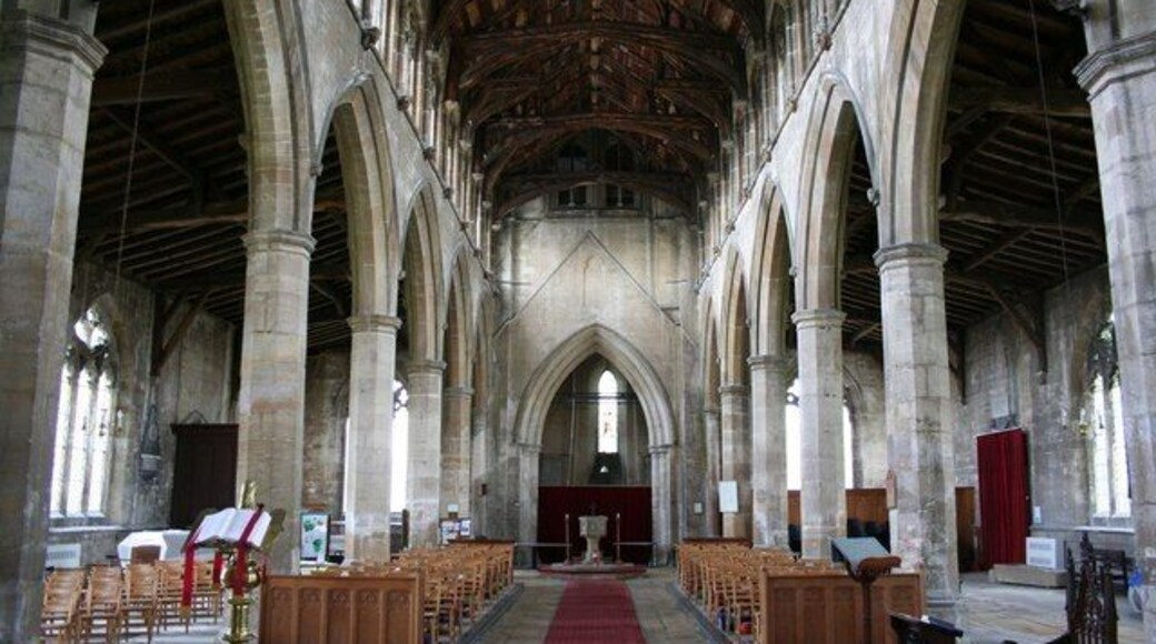 St.Mary Magdalene's nave Looking west towards the Early English tower arch, with lofty six bay Perpendicular arcades