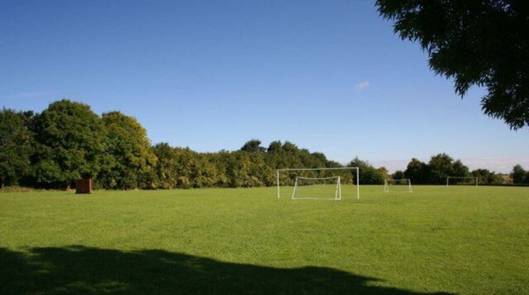 No one playing Empty football pitch by Upton village hall.