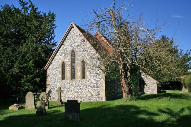 Church of England parish church of St Mary the Virgin, Upton, Oxfordshire (formerly Berkshire): the east end of the church, showing the stepped lancet windows of the chancel.
