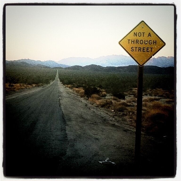 Road goes to the ghost town of Eagle Mountain, CA. 