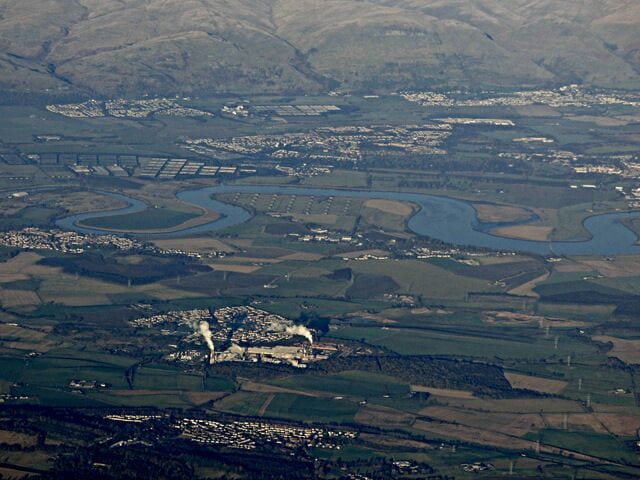 Plean, Cowie and the River Forth from the air