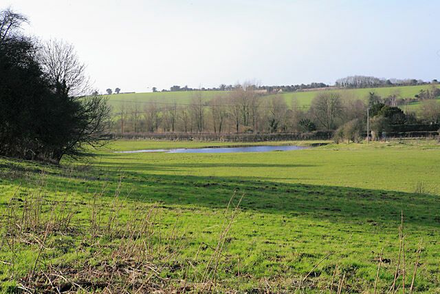 The biggest pond at Brown Candover Seen from Spy Bush Lane.