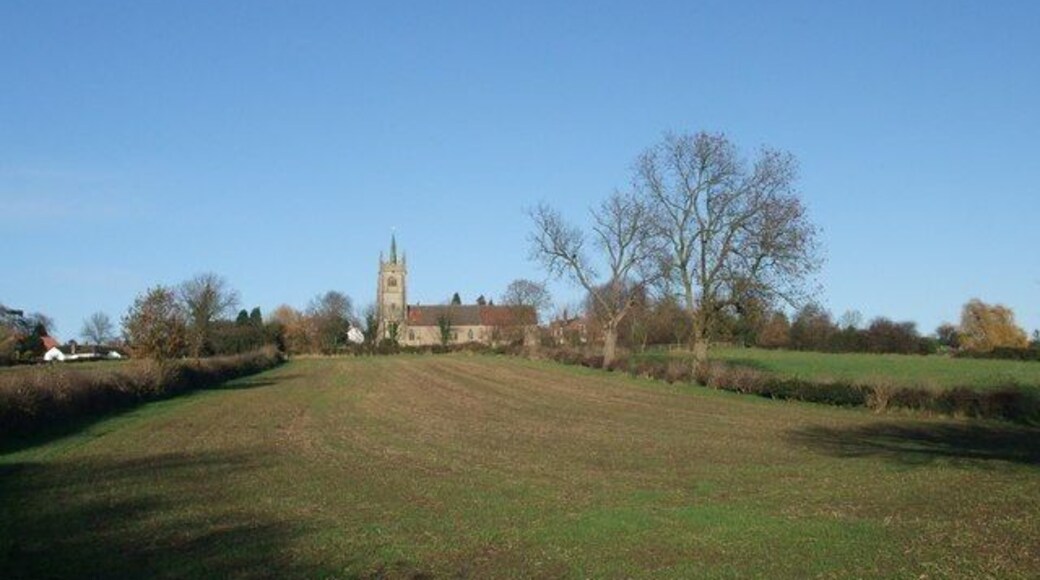 Trent Valley Way approaching the church of St Peter and St Paul, Upton This is the first real hillslope the Way has encountered on the north-west side of the Trent.