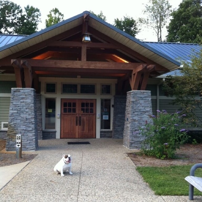 Nice little nature center with a few short walking trails.  Nice quiet and we are the only ones here!  Winston said they were just the right length for him 