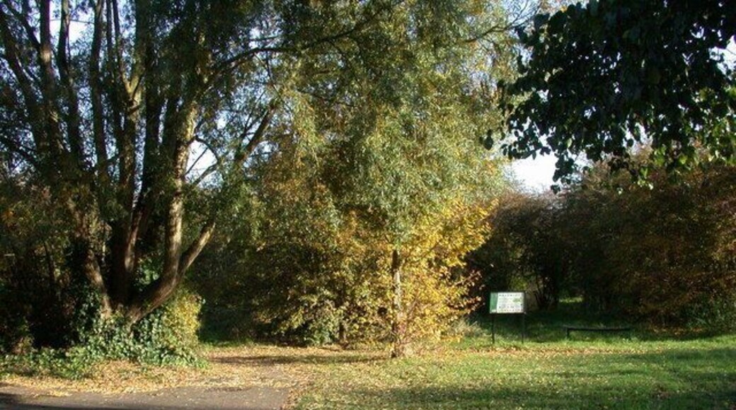 Entrance to Bramblefields local nature reserve "At the turn of the 20th Century this region was fen and farmland. More recently it was used as allotments but these were abandoned after poor yields. Today Bramblefields provides an idyllic haven for wildlife and people in the midst of a residential area. Local Nature Reserve status has helped safeguard the site from future development and with it a commitment to protecting its wildlife and community value."-From the Welcome notice.