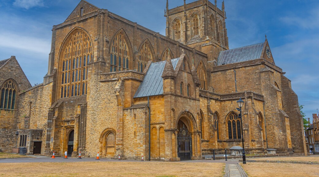 View of Sherborne abbey in England