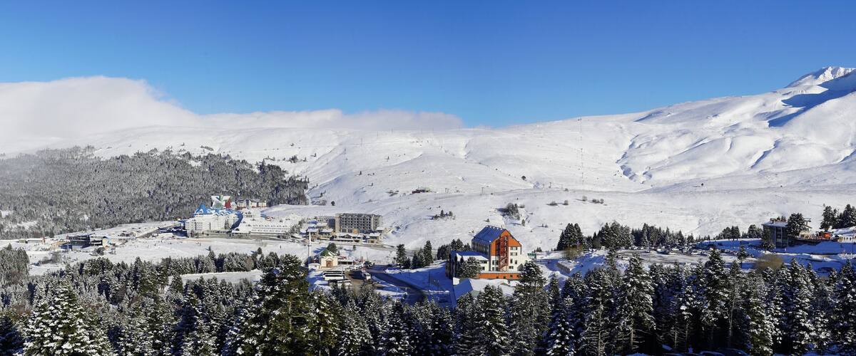 Bursa Uludağ ski resort, snowy panoramic view.