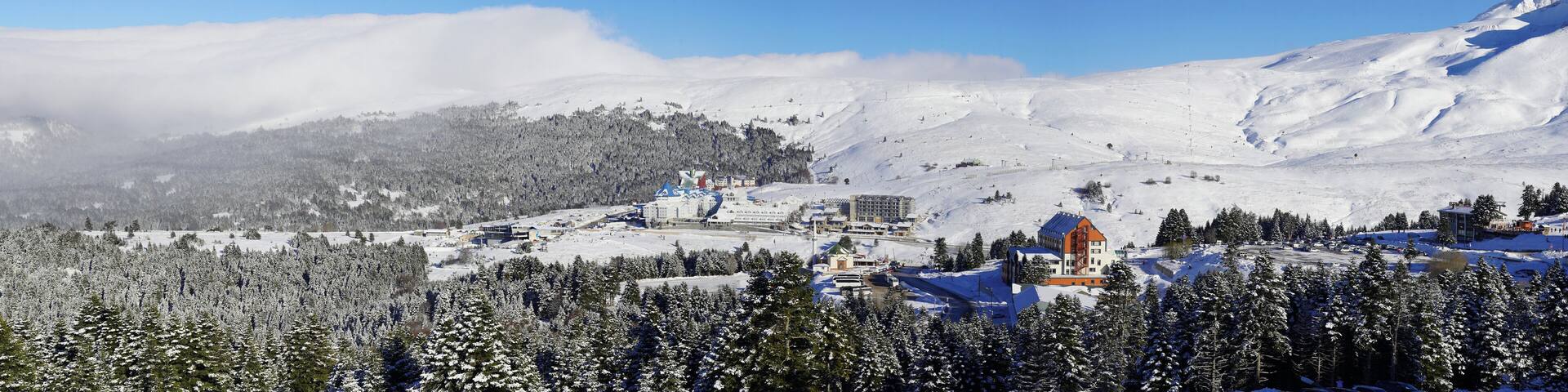 Bursa Uludağ ski resort, snowy panoramic view.