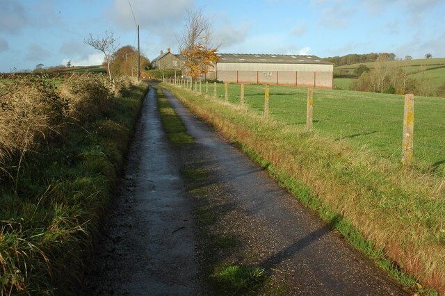 Road past Burrow, near Zeal Monachorum Country road passing the farm at Burrow.