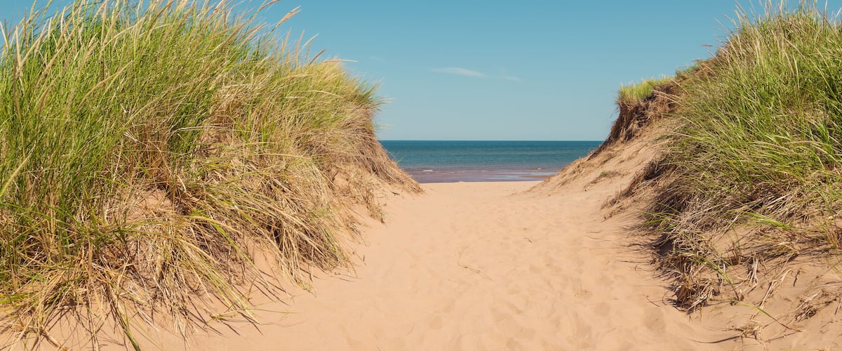 Path to the beach at St. Peters Bay on the northern shore