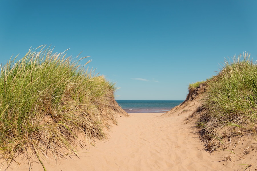 Path to the beach at St. Peters Bay on the northern shore