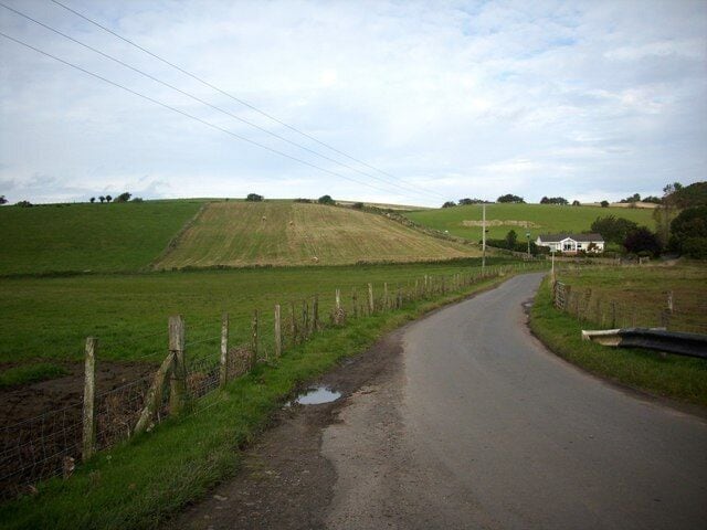 Lonely cottage on country road The road through Borthwick in Mid Lothian.