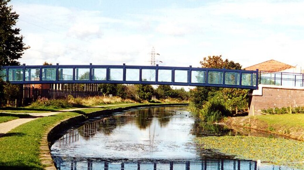 Footbridge Leeds & Liverpool Canal Modern footbridge over the Leeds and Liverpool canal at Litherland.