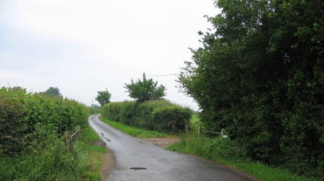 Stocking Bridge A view looking to the northeast along Church Road towards Stocking Bridge. The stream passing under the bridge is a tributary of the River Stour.