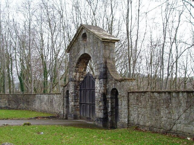 Gates to Nantclwyd Estate. These are the gates to the Nantclwyd Estate, belonging to the Naylor-Leyland family.